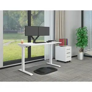 Ergonomic White Electric Sit-Stand Desk with Twin Monitor Bracket - 1200x600mm Office Set