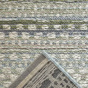 Green Striped Outdoor Rug, Striped Stain-Resistant Rug For Patio, Garden, Deck 5mm Modern Outdoor Rug-160cm X 230cm