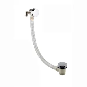 ENKI Freeflow Chrome Round Clicker Bath Filler with Overflow & Waste Slimline