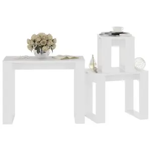 Gobao Nesting Tables 3 pcs Engineered Wood (Set of 3) White / White