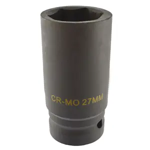 27mm Metric 3/4 Drive Double Deep Impact Socket 6 Sided Single Hex Thick Walled