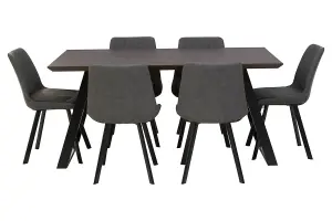 Contemporary 7Pc Grey Rectangular Dining Set, Space Saving Design Set, Durable Small Dining Set For House