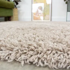 Beige Thick Soft Shaggy Runner Rug 60x240cm