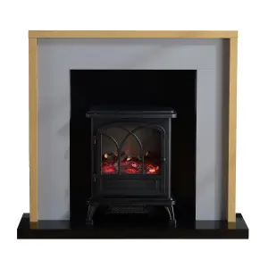 Focal Point Rockford Oak & grey Freestanding Electric Fire suite