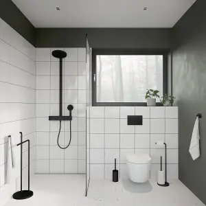 BESLAGSBODEN - Toilet Brush. Free Standing. Black Steel. Height 370 mm.