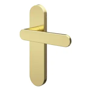 GoodHome Minzh Brushed Brass effect Arch Latch Door handle (L)120mm (D)53mm, Pair