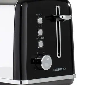 Daewoo Kensington Retro Matching Black Jug Kettle Toaster Microwave Set 2-Slice