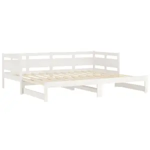 Berkfield Pull-out Day Bed White Solid Wood Pine 2x(90x190) cm