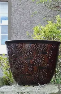 Recycled Plastic Planter Pot - 10" Chengdu Patio Black Copper