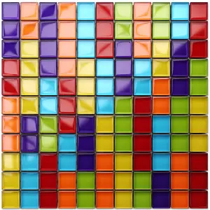 Glass mosaic on mesh for bathroom or kitchen 300mm x 300mm - Long Rainbow