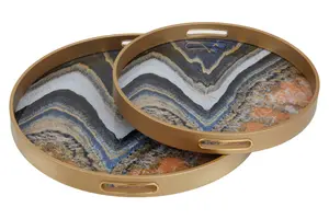 Interiors by Premier Celina Set Of Two Abstract Trays