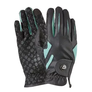 Dublin Unisex Cool-it Gel Touch Fastening Riding Gloves Black/Teal (Large)