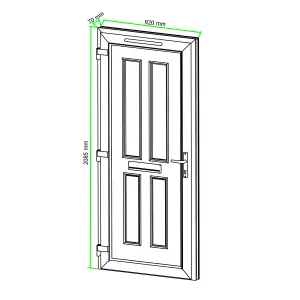 Fortia Chesil Frosted Glazed White RH External Front Door set, (H)2085mm (W)920mm