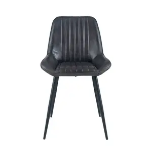 Mariners Genuine Leather Upholstered Dining Chair Ash Black