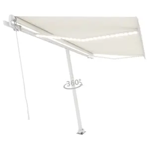 Berkfield Manual Retractable Awning with LED 400x300 cm Cream