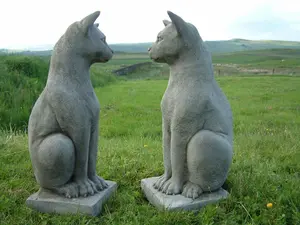 Pair of Standing Cats Gatepost Garden Ornaments