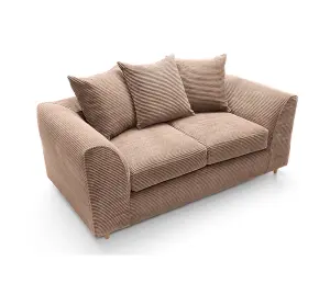 Jumbo Brown Cord 2 Seater Sofa for Living Room with Thick Luxury Deep Filled Cushioning