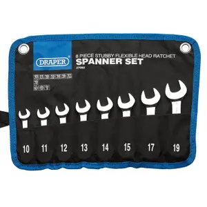 Draper  Draper HI-TORQ Metric Stubby Flexible Head Ratchet Combination Spanner Set (8 Piece) 27982