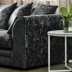 Bella Crushed Velvet Left Hand Facing Corner Sofa Black