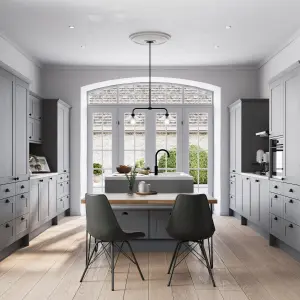 GoodHome Alpinia Matt slate grey wood effect Shaker Highline Cabinet door (W)600mm (H)715mm (T)18mm