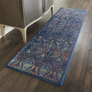 Nourison Ankara Global 8 Runner, Persian, Size: 71cm X 244cm (2ft X 8Ft), Blue, Navy