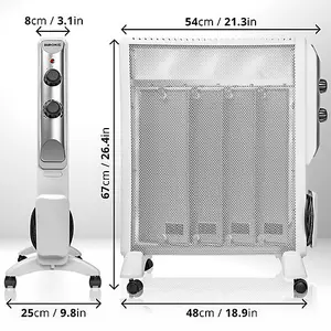 Duronic HV220 WE Electric Heater with Mica Panels, 2kW Power, Radiant and Convection Heat Output, 2 Heat Settings (white)