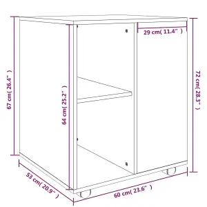 Berkfield Rolling Cabinet Grey Sonoma 60x53x72 cm Engineered Wood