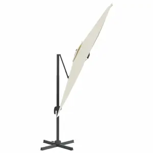 Berkfield Cantilever Garden Parasol with Aluminium Pole Sand White 300x300 cm