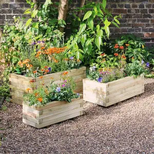 Zest Set of 3 Gresford Wooden Rectangular Garden Planters Flowers