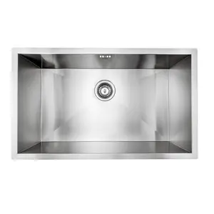 ENKI, Bali, KS001, Brushed Stainless Steel Rectangular Kitchen Sink, Undermount Topmount Fitting into Sink Unit, Large Sink Bowl,