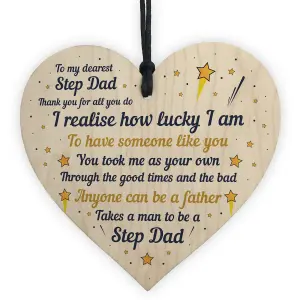 Step Dad Gift Novelty Plaque Wooden Heart Thank You Gift For Him Gifts For Dad