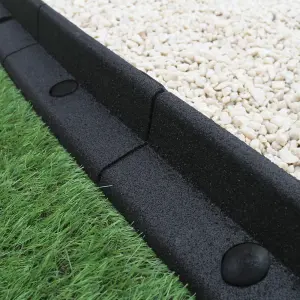 Flexible Lawn Edging Garden Border Grass Pathways Plot Flowerbed Raised Borders Rubber Artificial Grass Black Pack of 4x1.2m