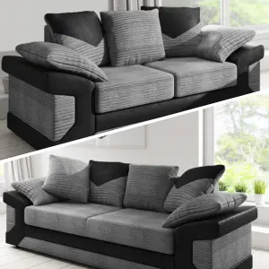 Arlo Corded Fabric Sofa with Leather-Effect Arms 3+2