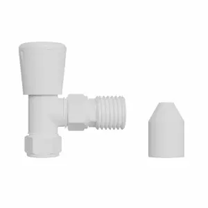 Right Radiators White Angled TRV Thermostatic Radiator valve & lockshield 15mm x 1/2"