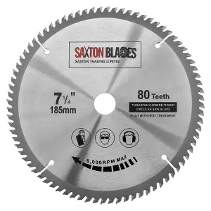 Saxton TCT18580T20B TCT Circular Saw Blade 185mm x 80 Teeth x 20mm Bore + 16mm ring