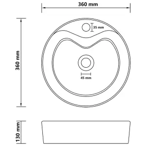 vidaXL Luxury Wash Basin with Overflow Matt Black 36x13 cm Ceramic