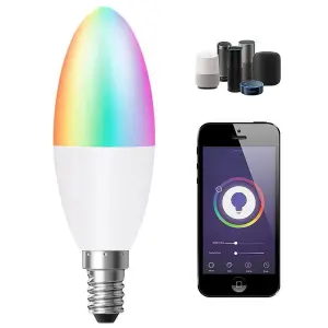 3 Pack 4.5W E14 LED Candle Bulb Base Smart WIFI RGB +CCT Changing, APP & Voice Control