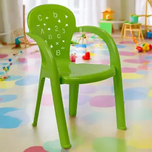 URBNLIVING 50cm Height 2 Pcs Green Coloured Stackable Plastic Chairs for Kids Party Play Set