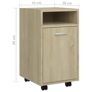 Berkfield Side Cabinet with Wheels Sonoma Oak 33x38x60 cm Engineered Wood