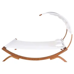 Sun Lounger with Cushion Wood Off-White TERAMO