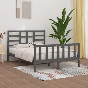 Berkfield Bed Frame Grey Solid Wood 150x200 cm 5FT King Size