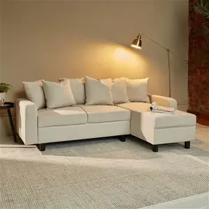 Tracy Cream Oatmeal Chaise Corner Sofa - Laura James