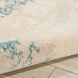 Ivory/Teal Modern Abstract Luxurious Easy to Clean Rug for Living Room and Bedroom-239cm X 320cm