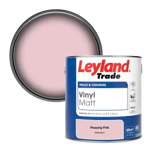 Leyland Trade Vinyl Matt Walls & Ceilings Emulsion Paint Pleasing Pink (PPG1184-2) 2.5L