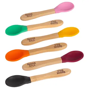 Tiny Dining - Children's Bamboo Silicone Tip Spoons 6 Colours