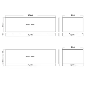 Halite Waterproof 700mm End Bath Panel and Plinth - Gloss White