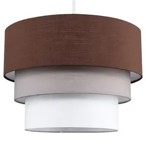 ValueLights Aztec 3 Tier Modern Brown Fabric Ceiling Pendant Light Shade