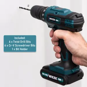 MYLEK 18V Cordless Li-ion Drill And Screwdriver Set With 13 Piece Accessory Kit