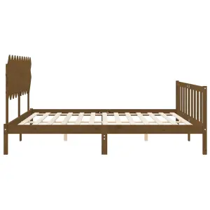 Berkfield Bed Frame with Headboard Honey Brown 200x200 cm Solid Wood