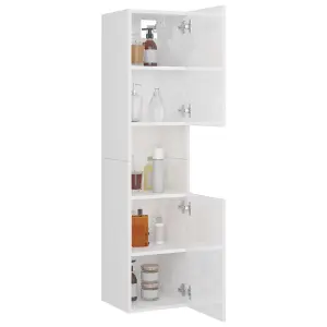 Berkfield Bathroom Cabinet High Gloss White 30x30x130 cm Engineered Wood